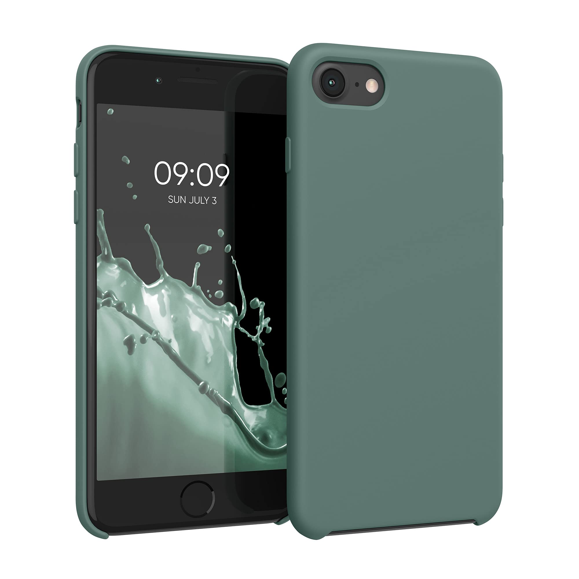 kwmobile Case for Apple iPhone SE (2022/2020) / iPhone 8/7 Case - Soft Cover - Shockproof Silicone - Wireless Charging Forest Green — image 1