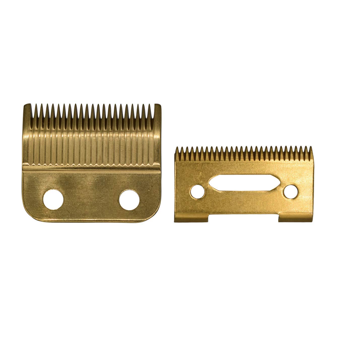 AIRERA Adjustable 2 Hole Replacement Blades Set #1006 for Wahl 8400 Hair Clipper, 1 Carbon Steel Fixed Blades, 1 Carbon Steel Moving Blade, Compatiable w/Wahl 5 Stars Series Hair Clippers(Gold)