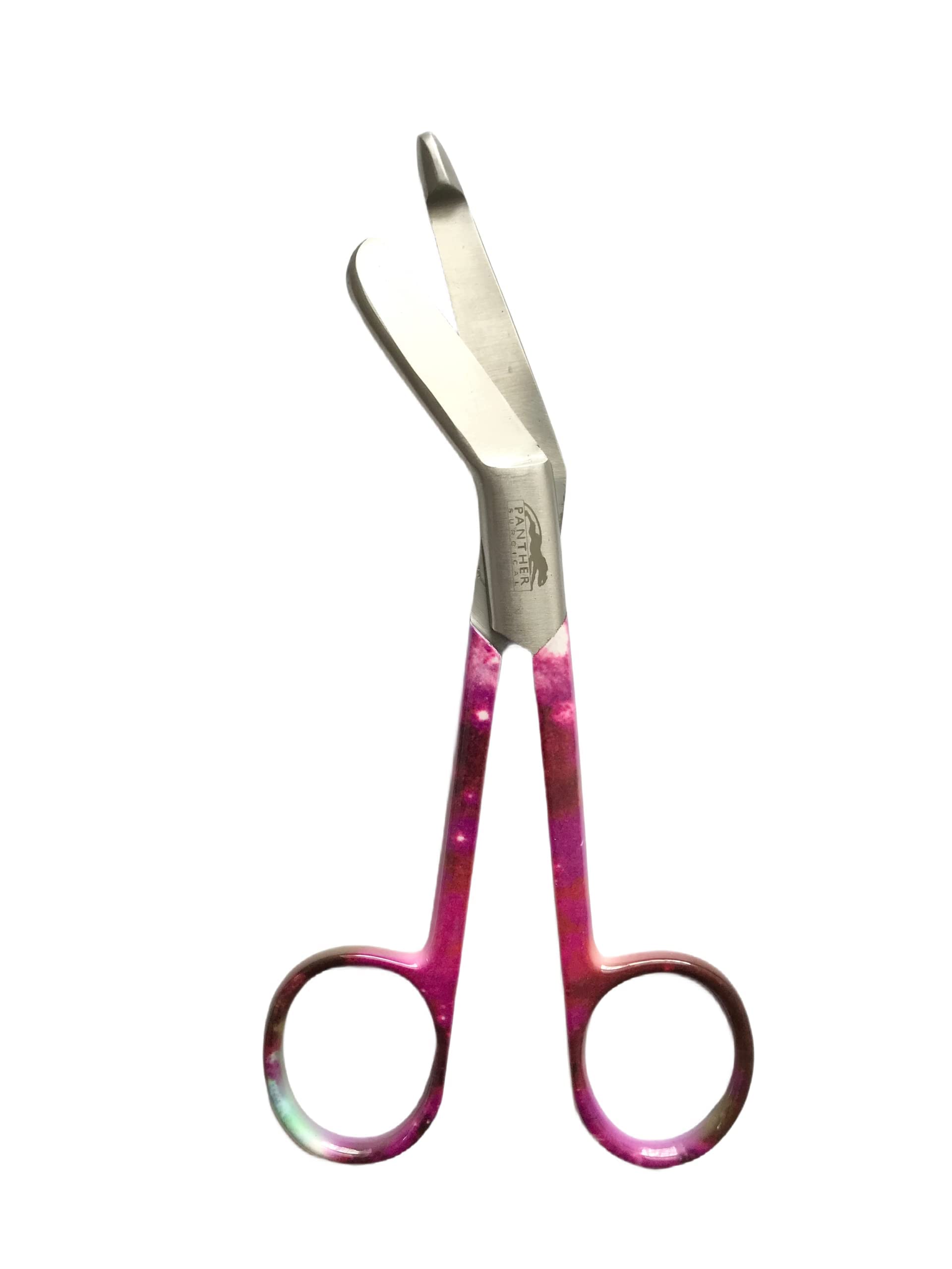 Stainless Steel Lister Bandage Scissors 5.5 inch Colored Pattern Student Utility First Aid Scissors (Pink Color Pattern)