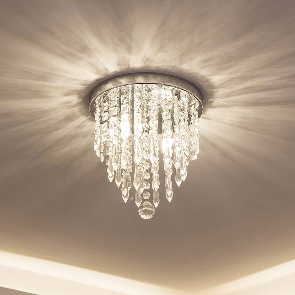 Photo 1 of lifeholder Mini Chandelier, Crystal Chandelier Lighting, 2 Lights, Flush Mount Ceiling Light, H10.4'' x W8.66'' Modern Chandelier Lighting Fixture for Bedroom, Hallway, Bar, Kitchen, Bathroom