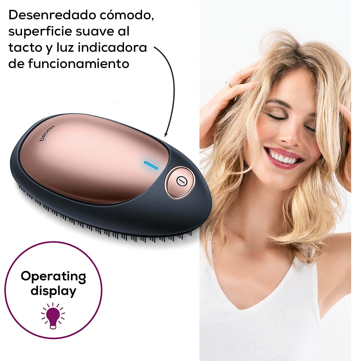 Beurer Electric Detangling Brush with Negative Ion Technology | Straightening Brush for Frizz-Free, Smooth Hair