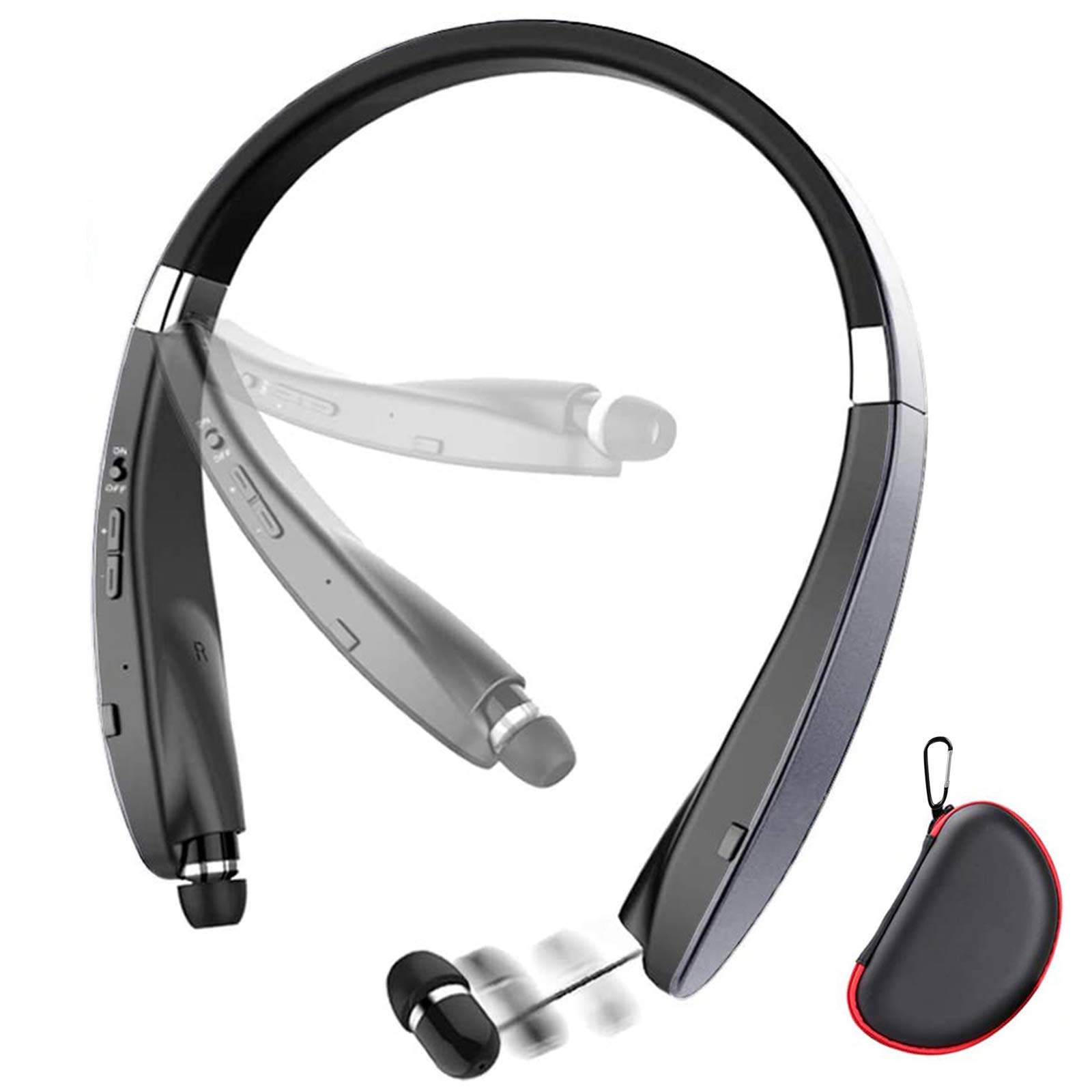 Photo 1 of BEARTWO Foldable Bluetooth Headset, Lightweight Retractable Bluetooth Headphones for Sports&Exercise, Noise Cancelling Stereo Neckband Wireless Headset (with Carry case) (Gray Matte)