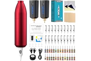 NAZZOR Tattoo Kit Tattoo Machine Tattoo Pen with 2 Batteries 20 Tatoo Cartridge Needles 28 Tattoo Ink