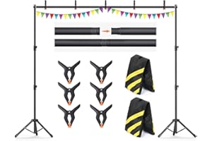 Forlogic 10x7.5Ft Backdrop Stand, Heavy Duty Adjustable Photo Back Drop Stand for Party, Photography, Banner Stand (Includes Six Background Stand Clamps)