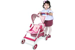 Baby Doll Collection Anivia Doll Stroller Heart Design Gifts for Toddlers and Girls Foldable Doll Stroller (DA208 Pink)…