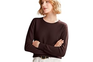 GENERIC Cashmere Sweaters for Women Long Sleeve Crew Neck Soft Warm Pullover Tops Lightweight Wool Knit Sweater