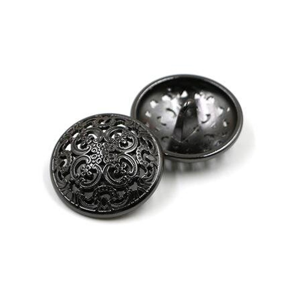 10PCS Clothes Button - Retro Hollow Sewing Button Shank Round Shaped Metal Button Set for Men Women Blazer, Coat, Uniform, Shirt, Suit and Jacket (Balck, 23mm)