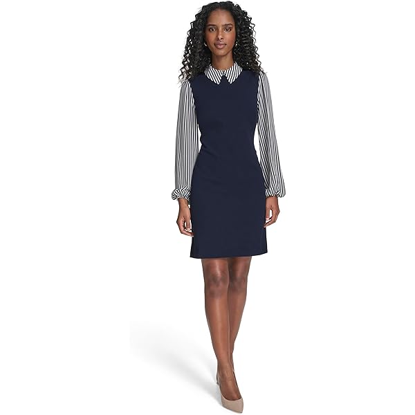 knee length dresses for ladies Tawni Long Sleeve Shirt Mini Dress Blue main image 0
