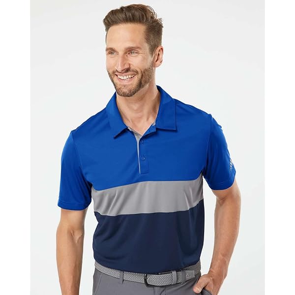 Adidas Men's Block Sport Shirt - UPF 50+ Protection, Short Sleeve, Black/Grey, Size M