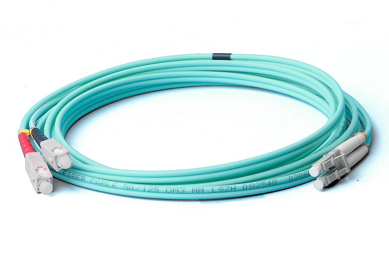 Fibre Optic Cable - 20m OM3 SC/UPC-ST/UPC Plug, Duplex 50/125 Patch Cable - Aqua Fibre Optic 20 Metres