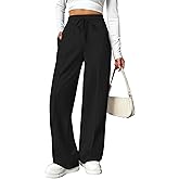 PINSPARK Wide Leg Sweatpants Women High Waisted Baggy Sweat Pants Elastic Elevated Seams Loose Active Pants with Pockets