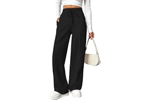 PINSPARK Wide Leg Sweatpants Women High Waisted Baggy Sweat Pants Elastic Elevated Seams Loose Active Pants with Pockets