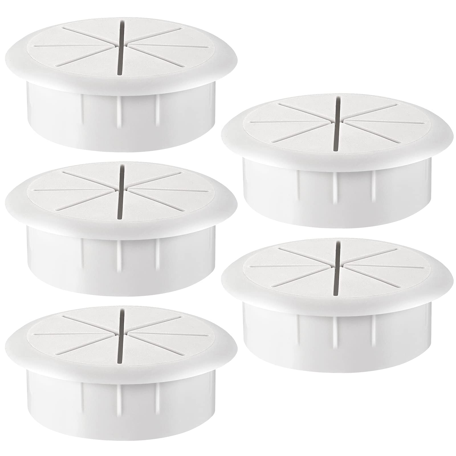 HYCC 60 mm Ø Flexible Desk Grommet - Color: White - 5 Pack