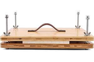 RANERVZ Large Bookbinding Press with Portable Handle, Bamboo Wood Oversized 14.8 x 11.4 Inch Ergonomic Book Binding Paper Machine Handmade DIY Craft Projects Binder Tool Supply Easy Assemble