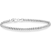 Miabella Italian Thick 925 Sterling Silver Solid Cuban Link Curb Chain Bracelet for Men, 3.2mm, 5mm, 7mm Made in Italy