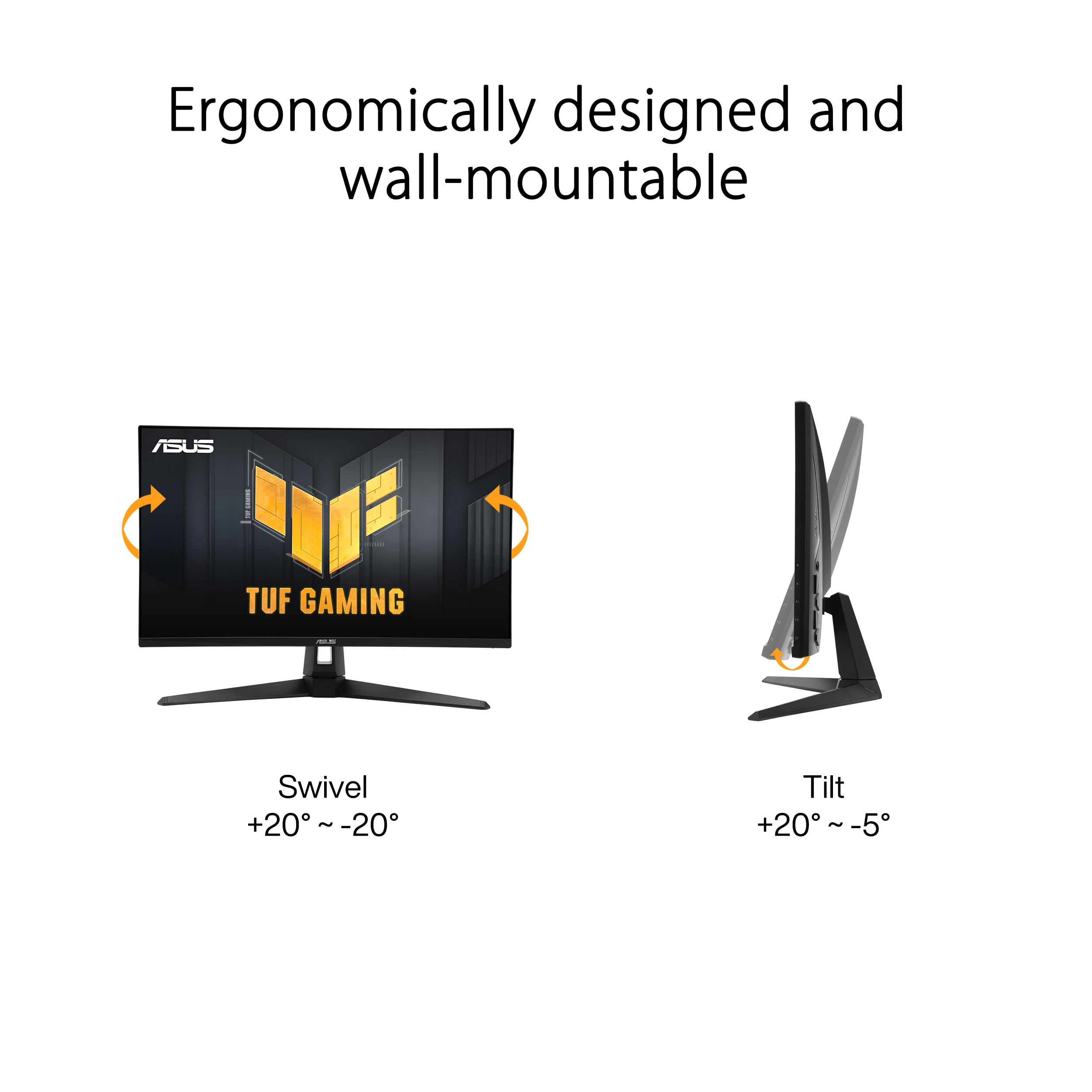 ASUS TUF Gaming 27” 1440P Monitor (VG27AQM5A) - QHD (2560x1440), 300Hz, Fast IPS, Extreme Low Motion Blur Sync, 0.3ms, Speaker, 95% DCI-P3, Shadow Boost, DisplayWidget Center, 3 yr Warranty