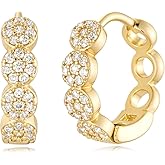 MYEARS Women Gold Earrings Huggie Hoop Cubic Zirconia 14K Gold Plated Small Simple Hypoallergenic Everyday Jewelry