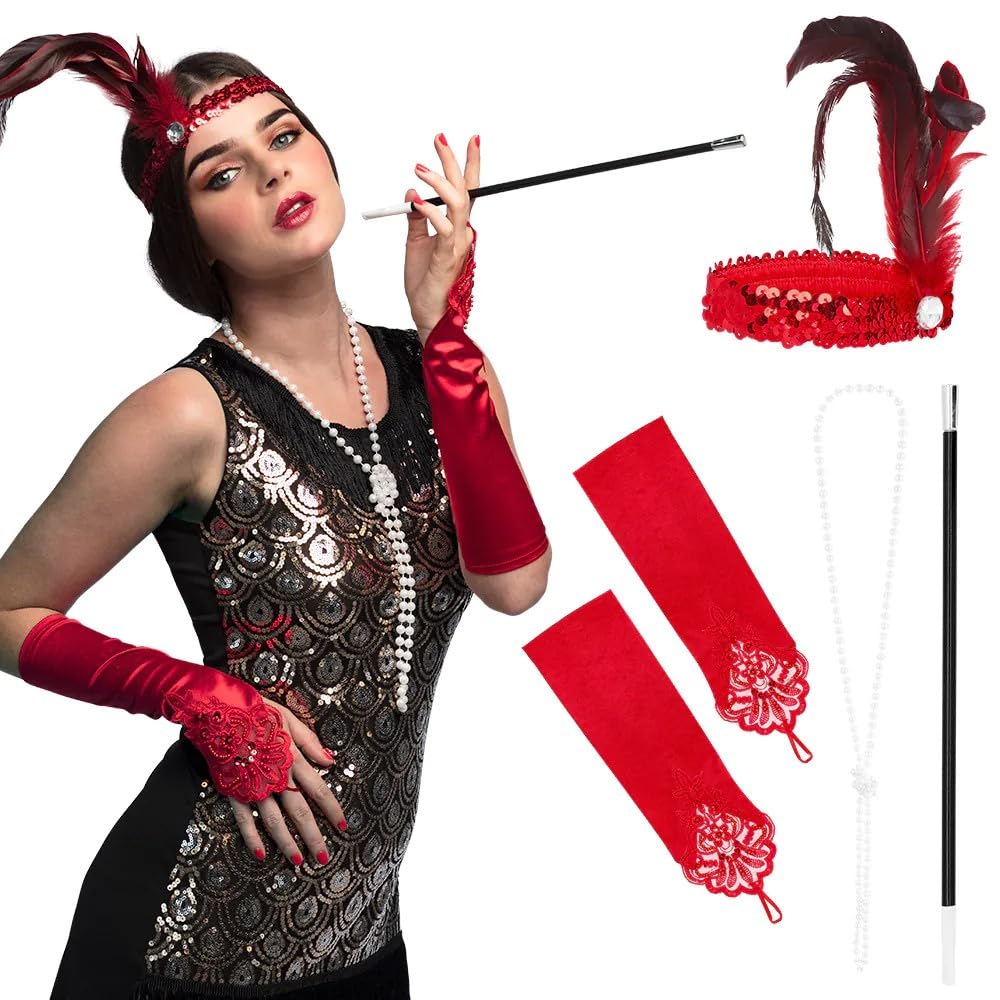 Boland 64348 - Costume Set 20s for Adults, 5 Pieces, Set for Fancy Dress Costumes, Carnival, Theme Party, Flapper Costume, Charleston