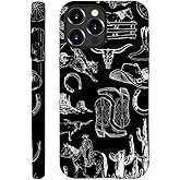 Compatible with iPhone 16 Pro Max,Anti-Scratch Frosted Case Cover,Western Collage Cowboy Black