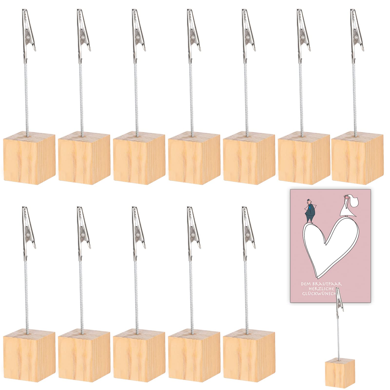 12 Pieces Memo Clip Holder, Stand Wooden Card Table, Wedding Place Card Holders, Note Desk, Memo Picture, Clip Stand, Shop Display, Price Tag