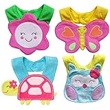 Baby Bibs - Set of 4 Baby Dribble Bibs for Girls (Bibs With Snaps) Chic, Stylish & Fashionable Dribble Bibs That Do The Job, Whilst Looking Adorable!