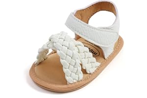 Baby Girls Sandals Summer Crib Shoes PU Leather Hand Knitted Princess Dress Flats First Walker Shoes