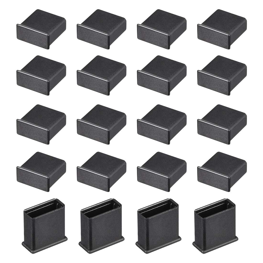 sourcing map 20pcs USB Cap Port Cover Anti Dust Protector 13mmx5mm for USB 2.0 Black