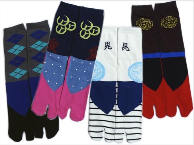 Amazon 粋なメンズ男性和柄靴下武将足袋ソックス4足セット武田信玄 直江兼継 上杉謙信 黒田官兵衛 クルー丈 靴下類 通販