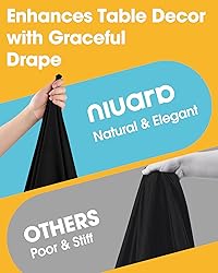 Niuara Black Fabric Rectangle Table Cloth - 6