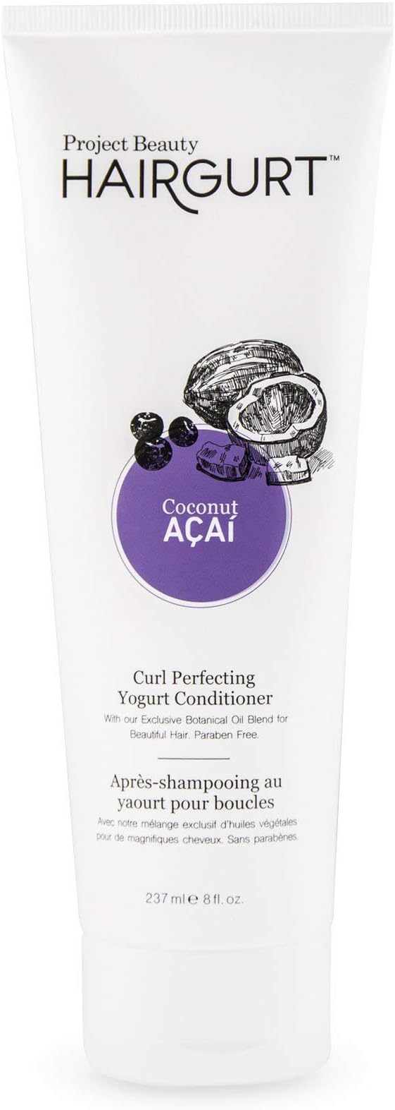 Hairgurt Coconut Acai Curl Perfecting Yogurt Conditioner – Defines Curly & Wavy Hair – Sulfate-Free, Natural Formula, 8 oz
