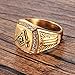 PMTIER Men's Cubic Zirconia Masonic Freemason Gold Plated Stainless Steel Rings Size 13