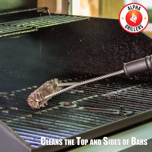 Alpha Grillers BBQ Grill Brush. Stainless Steel Bristles, 18 Inch Long Tools. Best Cleaner for A Weber Barbecue