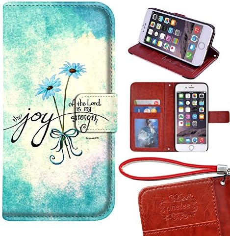 iPhone 7 4.7 Wallet Case,Bible Sayings Joy of the Lord is My Strength PU Leather Wallet Case with Card Holders
