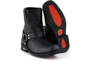 XELEMENT FOOTWEAR Xelement 1436 Men's 'Butch' Black Leather Short Harness Motorcycle Boots