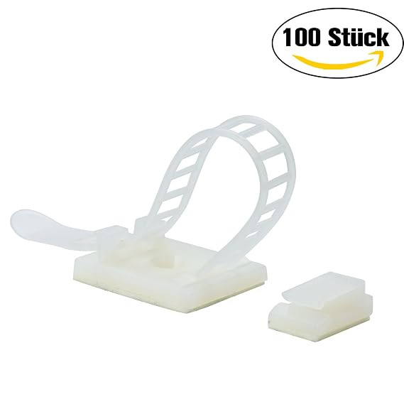 100 Selbstklebende Kabelhalter Aus Nylon – Verstellbar, Schwarz, Zum Ordnen & Fixieren Von Kabeln
