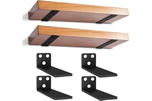 Floating Shelf Brackets, 4 Pack Heavy Duty L Shelves Brackets - Concealed Blind Shelf Support, Premium Solid Steel Shelf Supp
