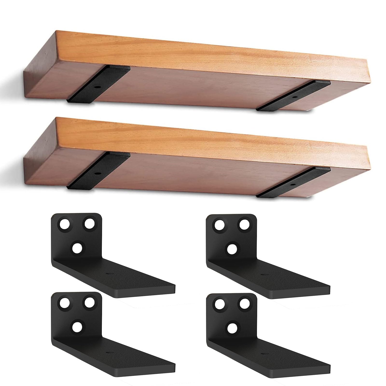 4 inch Floating Shelf Brackets, 4 Pack Heavy Duty L Shelves Support Wall Mounted Industrial Metal Brackets Hardware Supports for Shelves Support DIY | Holds 150+lb (1/5 Inch Thicked)