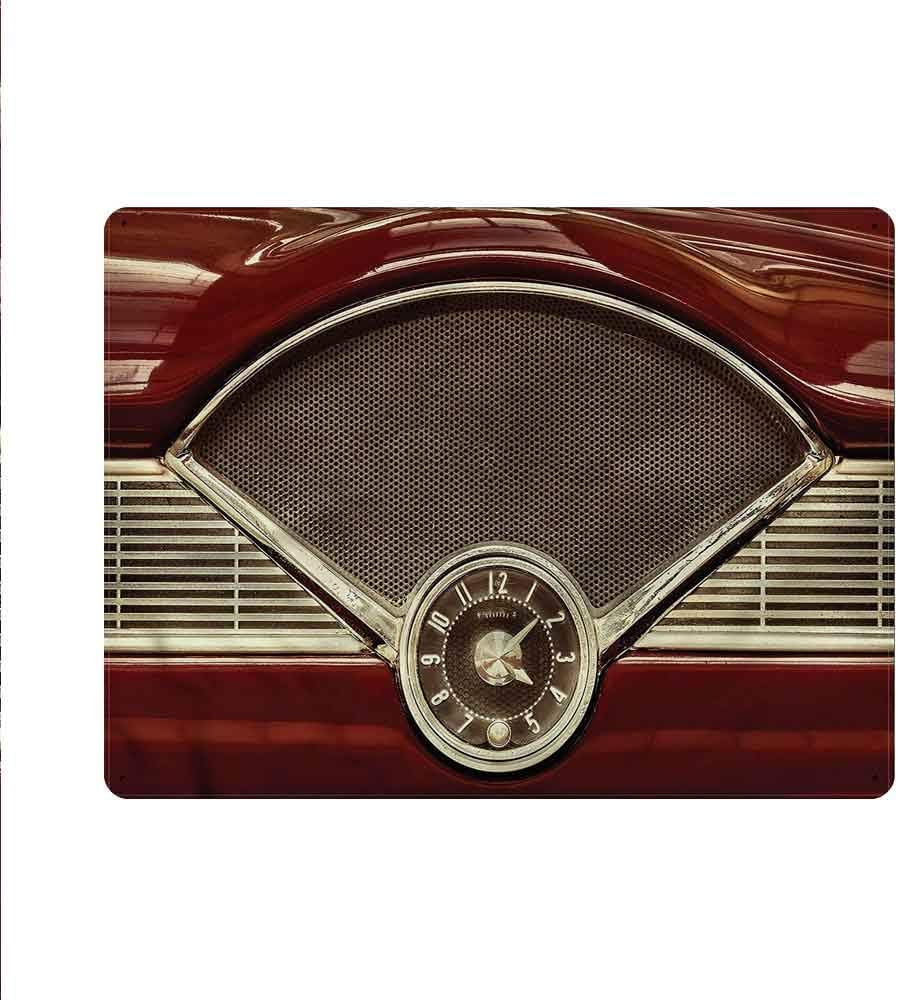 Retro Tin Metal Sign 1950s Personalized Custom Metal Sign Classic Car Dashboard Clock for Men Home Decor tin Art Decor 12x8 Inch