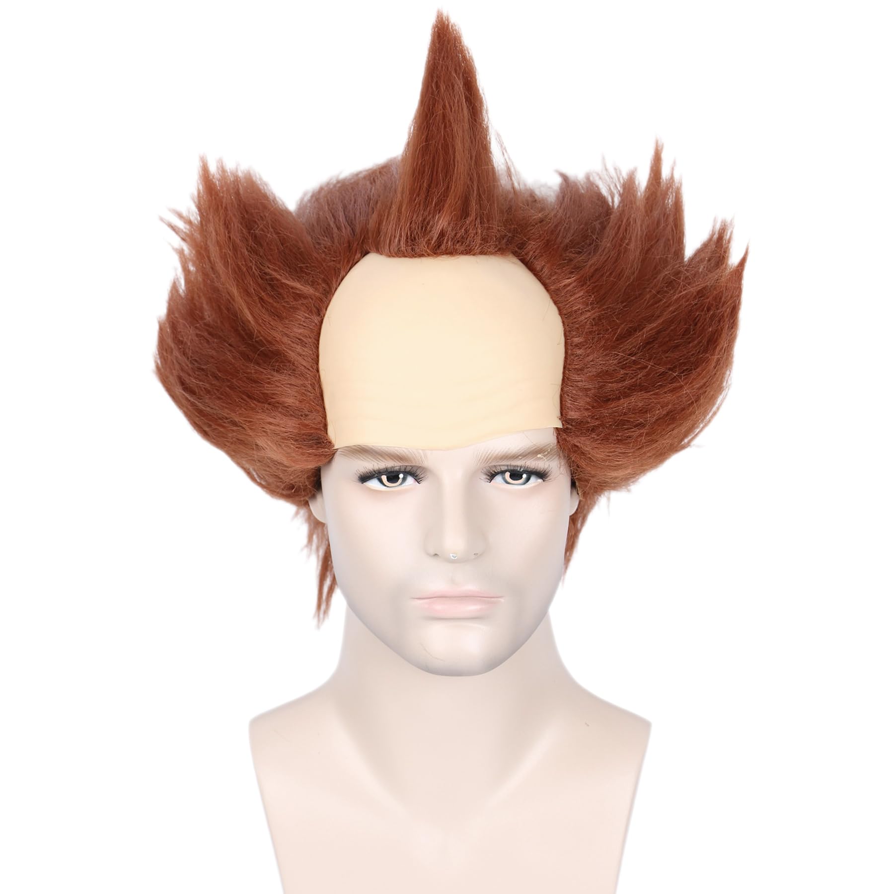 Linfairy Unisex Short Bald Brown Wig Halloween Costume Wig for Adult