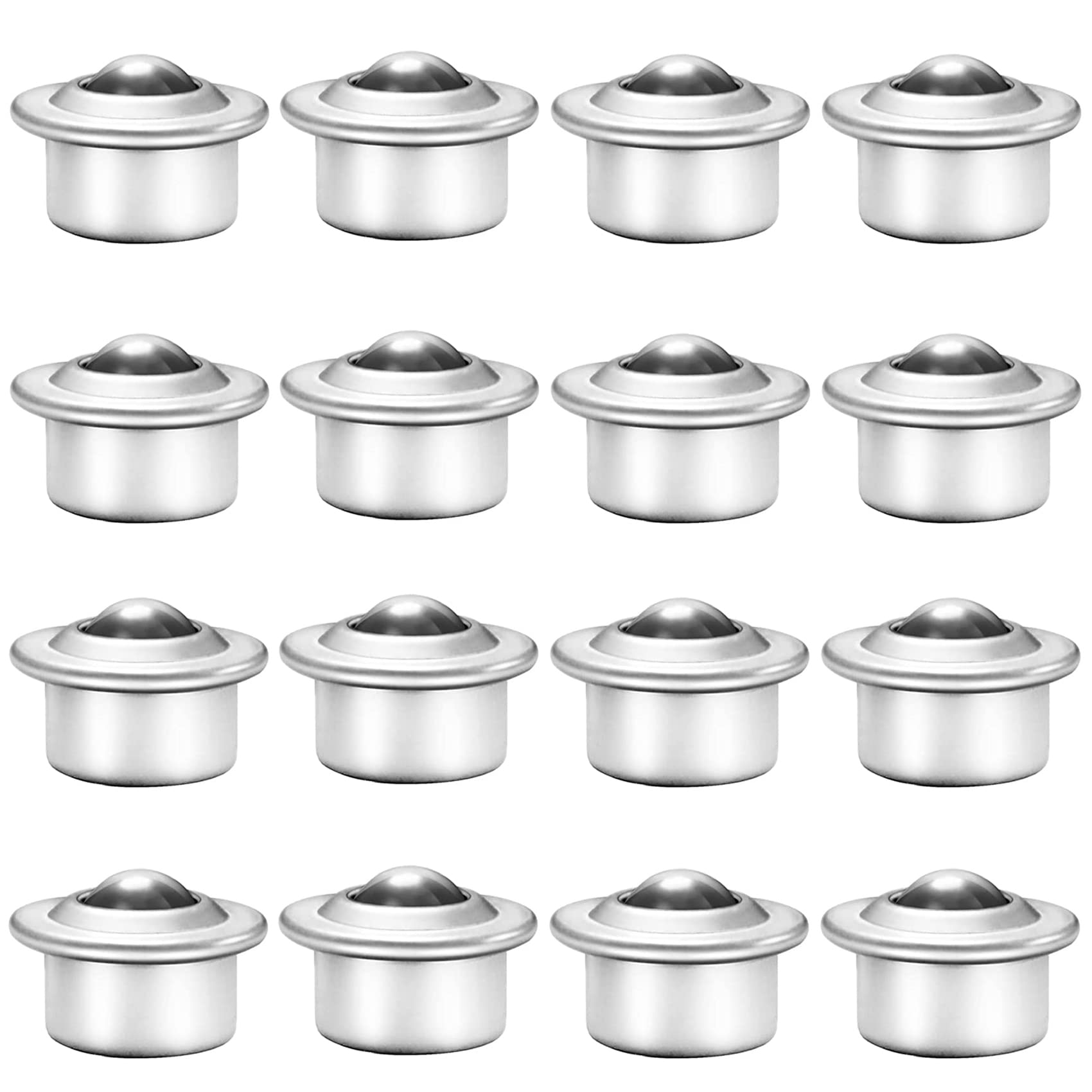 16PCS 5/8 Inch Roller Ball Transfer Bearing, Ball Bearing Rollers, Stainless Steel Ball Transfer Bearing Casters Universal Base Conveyor Roller Ball for Conveyor, Roller Stand, Load Capacity 33 lbs