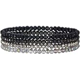 Noessla Beaded Boho Stretch Bracelet Colorful Stackable Crystal Beads Bracelets Trendy Costume Jewelry Mothers Day Gifts for Women