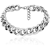 Luckudos Punk Sliver Chain Links Choker Necklace Jewelry for Women