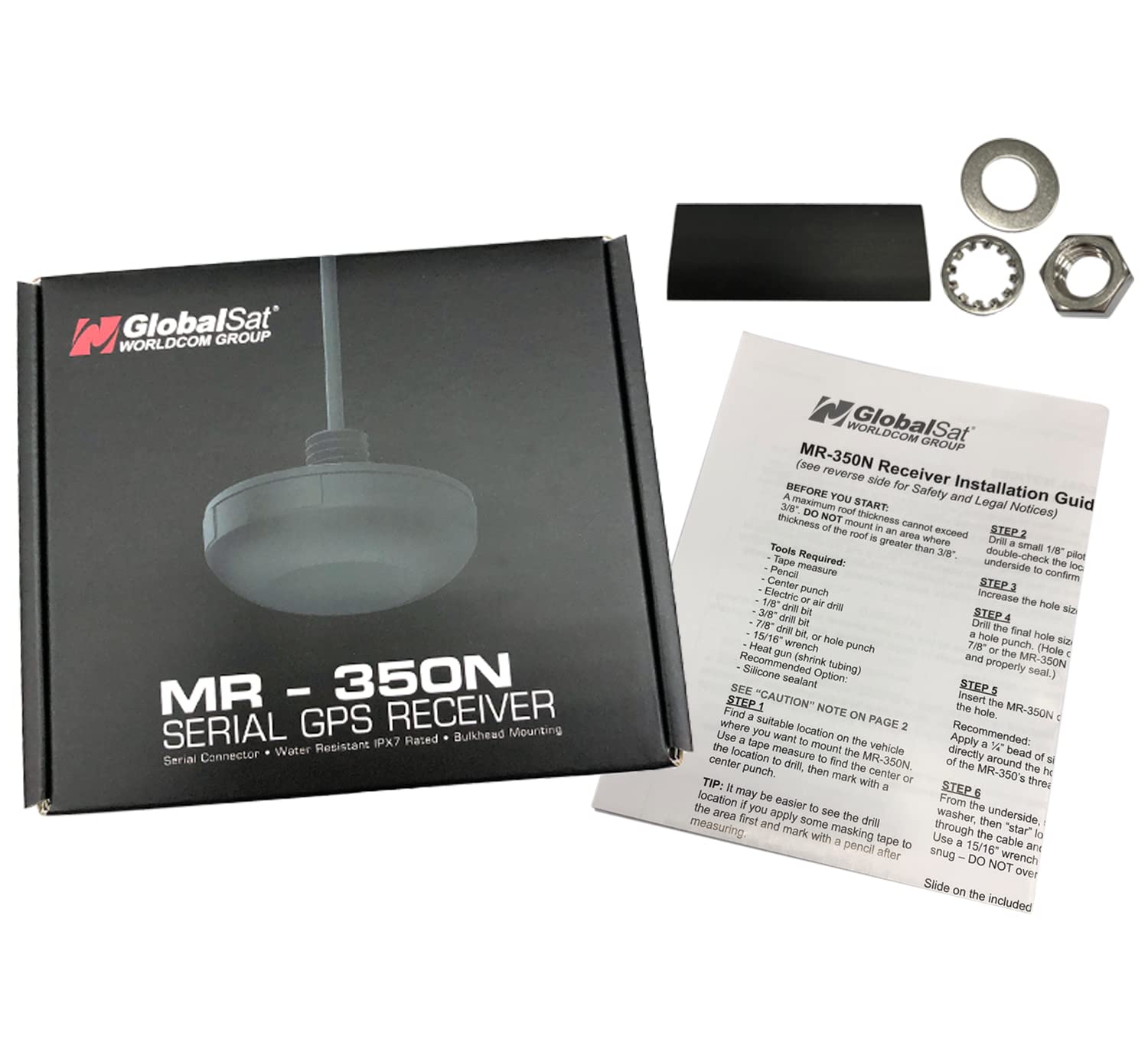 GlobalSat MR-350N GPS Receiver, Black, Made in Taiwan