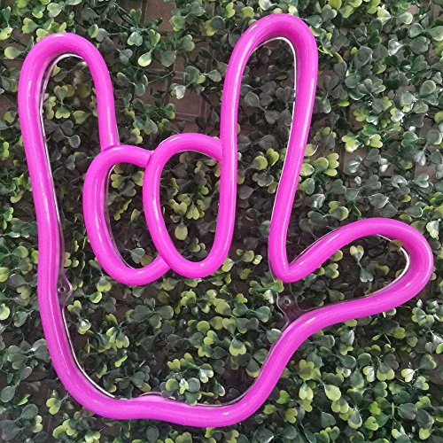 I Love You Gesture Finger& Palm LED Neon Sign Wall Decor Night Lights for Bedroom,Living Room, Christmas,Party as Kids Gift (Pink, Love Gesture)