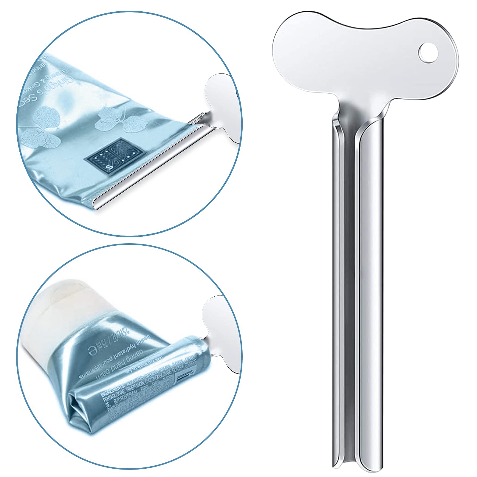 ZOCONE Toothpaste Squeezer, 6pcs Metal Tube Squeezer Key Stainless Steel Toothpaste Roller Tube Wringer for Paint, Cream, Cosmetic and Hair Dye(E)