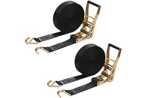 MNMAJE 2PACK Ratchet Straps Heavy Duty, 8000 LBS Break Strength Ratchet Strap Tie Down, 2” x 27ft Black Tie-Down Ratcheting Cargo Truck Straps with Durable Double J Hook for for Truck (Black, 2IN X 27FT)