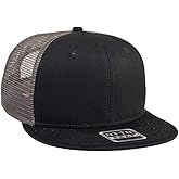 OTTO SNAP Cotton Twill Round Flat Visor 6 Panel Mesh Back Trucker Snapback