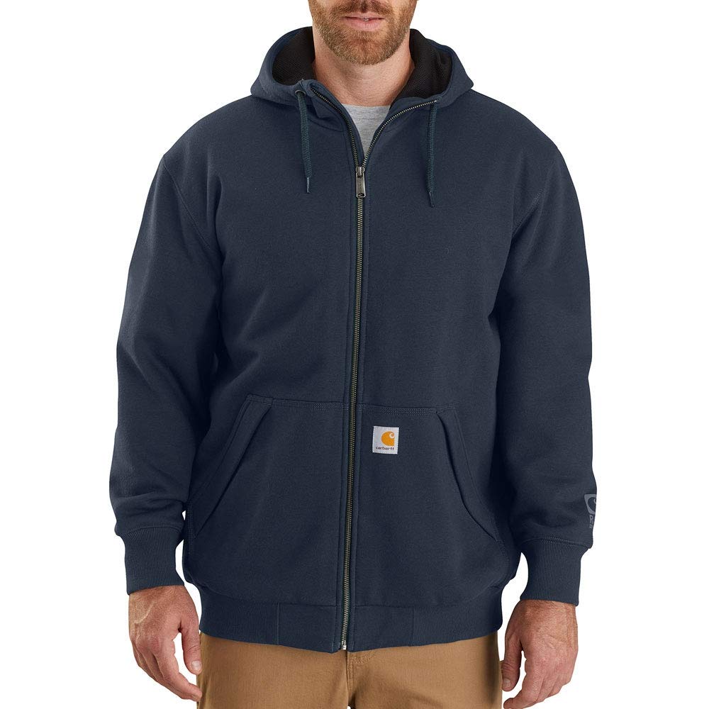 Carhartt mens Rain Defender Loose Fit Midweight Thermal-lined Full-zip Sweatshirt, New Navy, X-Large US Image
