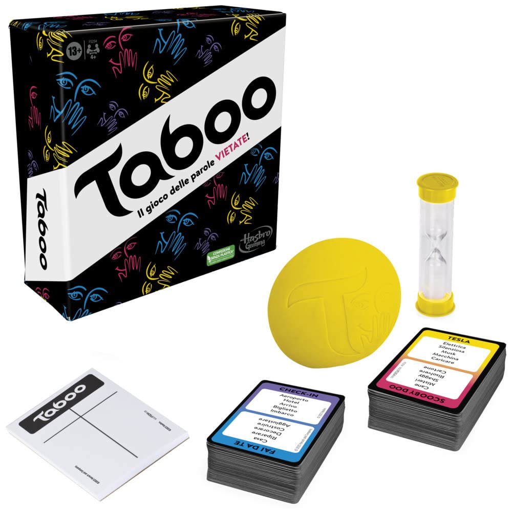 Hasbro Gaming Classic Taboo Game, Party Game, Word Game for Adults and Teenagers, Guessing Game for 4 and More Players, from 13 Years, Italian Version