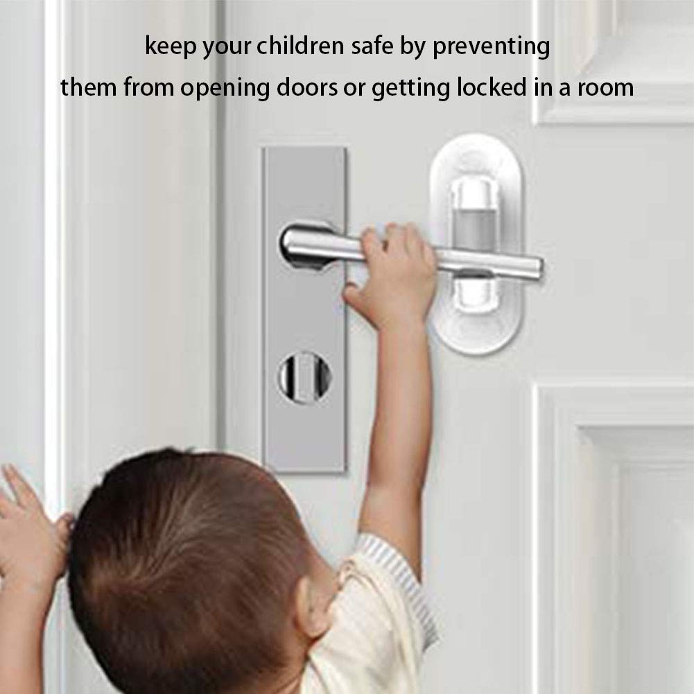Door Lever Lock 2 Pack and Safety Strap Locks 2 Pack, Child Proof Doors Handles Baby Proof Cabinets, Doors & Appliances with 3M Adhesive